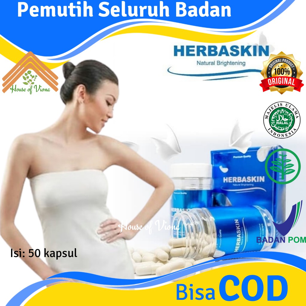Herbaskin Suplemen Pemutih Badan Permanen Kecantikan Kulit Ori BPOM Whitening Capsule Permanen