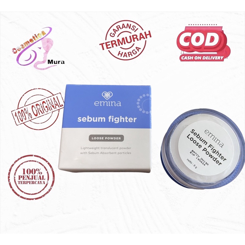 emina sebum fighter loose powder ms pimple - bedak tabur emina ms pimple sebum fighter 8g