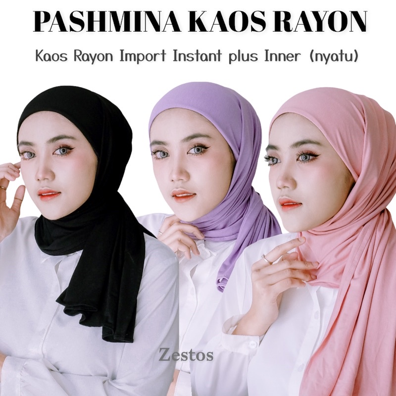 PASHMINA INSTANT PLUS INNER KAOS (2IN1) | PASHMINA KAOS INSTANT