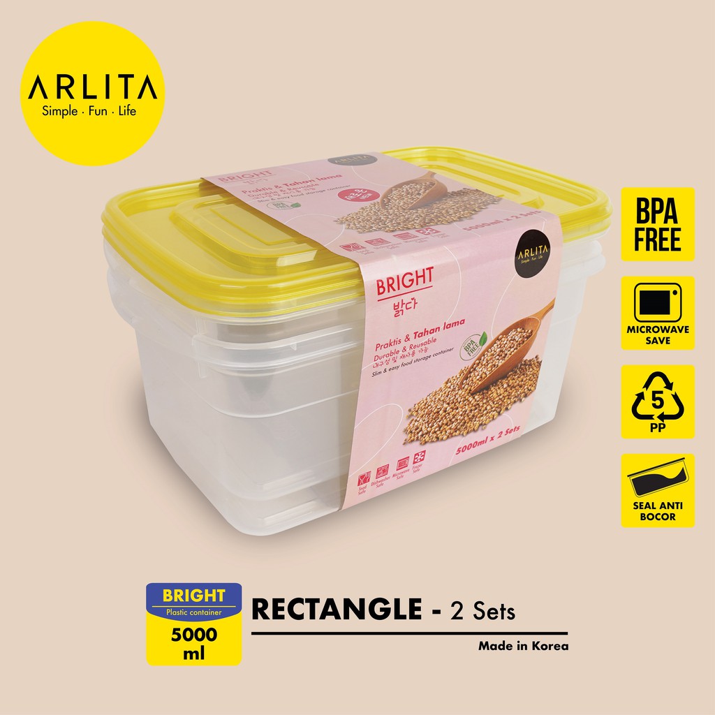 ARLITA BRIGHT SERIES PLASTIC CONTAINER Wadah Penyimpanan Plastik