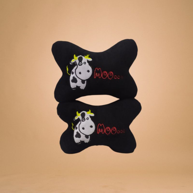 Mobil Bantal 2in1 Set Moo Headrest Car Set Karakter Moo Set 2in1 Bantal Mobil Karakter Moo