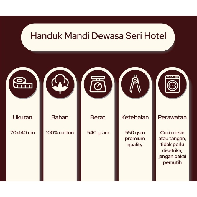 ❤ IJN ❤ Handuk Mandi Hotel by Chalmer 70 x 130 cm Seri Handuk Hotel Handuk Tebal