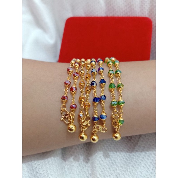 GELANG KRISTAR ANAK DAN DEWASA PERAK 925 LAPIS MAS