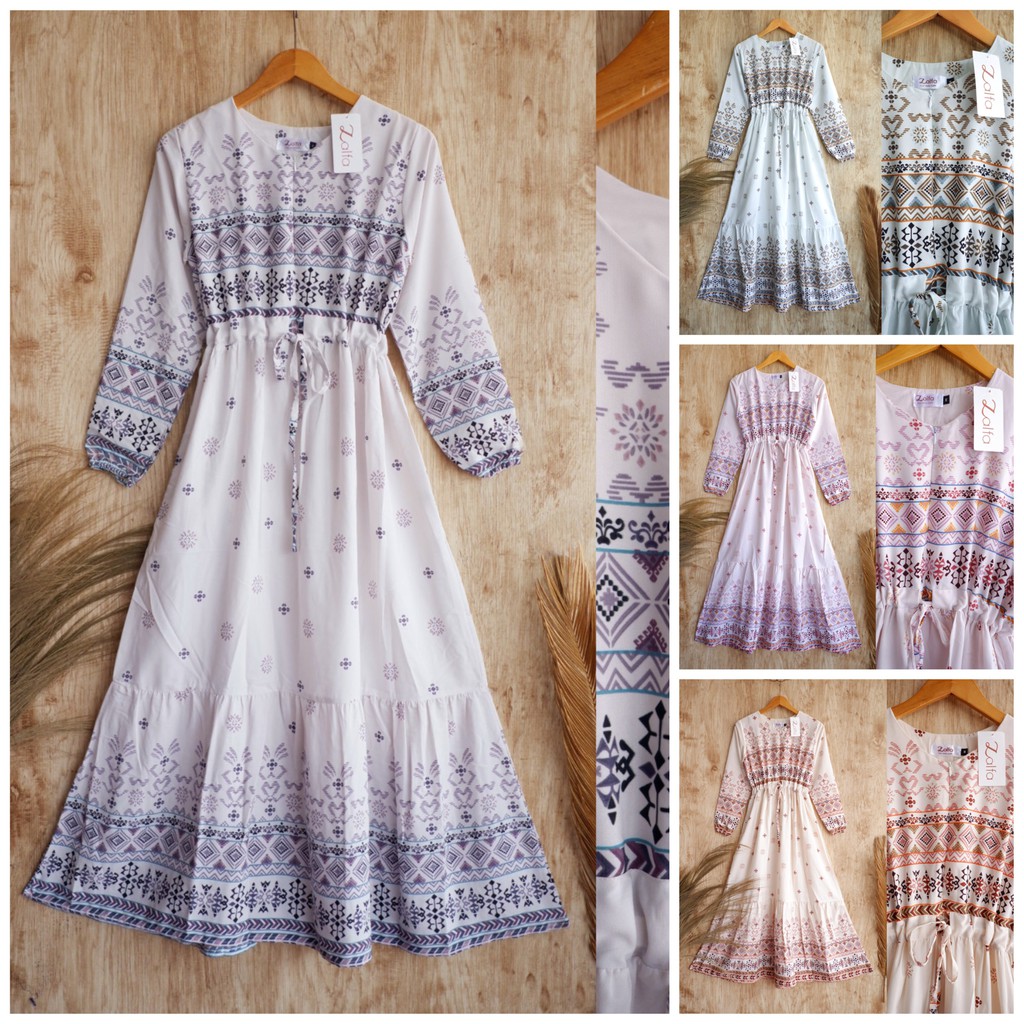 NISRINA dress by ZALFA OUTFIT / Gamis motif / gamis wanita murah / gamis syari