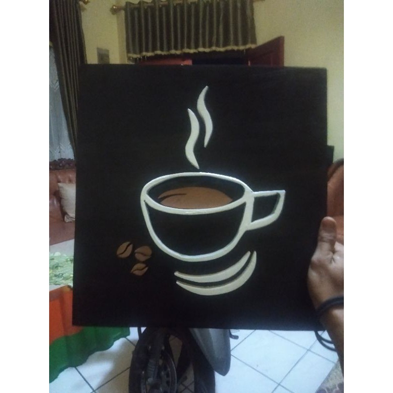 Hiasan dinding coffee cutting handmade 3D