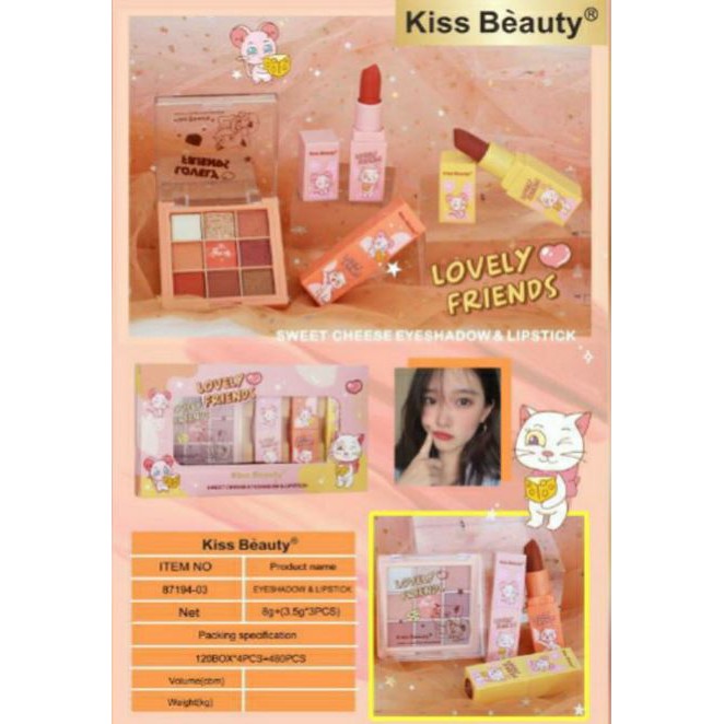 [PACK] EYESHADOW + LIPSTICK KISS BEAUTY LOVELY FRIENDS NO.87194-03