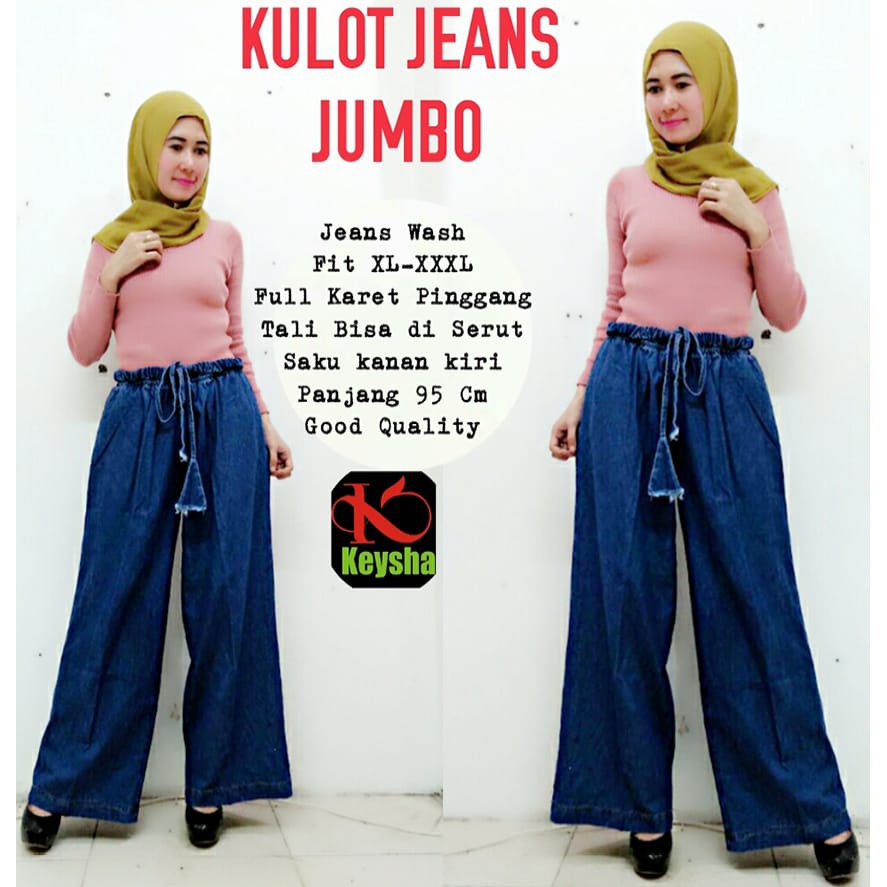 celana wanita jeans wash kulot jeans jumbo rayya panjang original