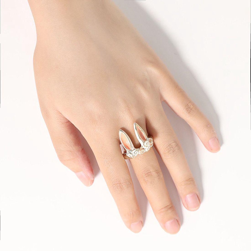 Mxbeauty Cincin Kelinci Fashion Kartun Jari Perhiasan Telinga Kelinci Gadis Anak Wanita Pembukaan Rings