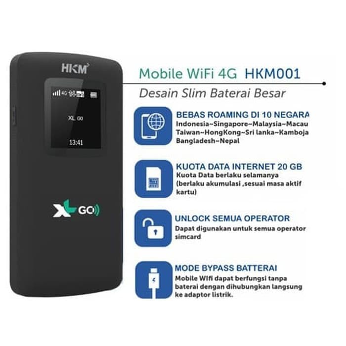 Modem Mifi HKM001 Bundle XL GO IZI 4G LTE UNLOCK - BYPASS