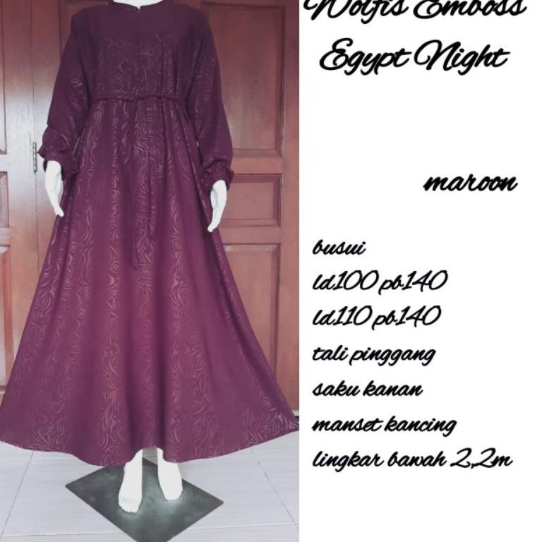 [NJA.01Jl22ᴮ] gamis syari wolfis embos motif