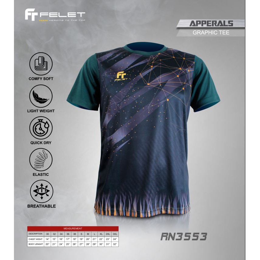 ORIGINAL - Kaos / Baju Olahraga Badminton Pria Dewasa FELET - GRAPHIC TEE SERIES