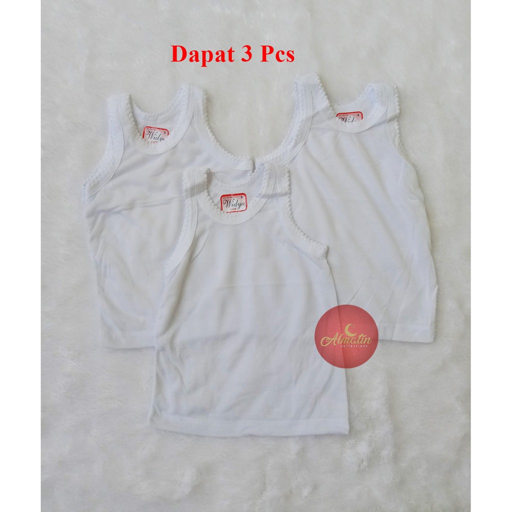 3 Pcs Singlet/Kaos Dalam Bayi/Baby Putih | Baju Bayi / Perlengkapan Bayi Baru Lahir