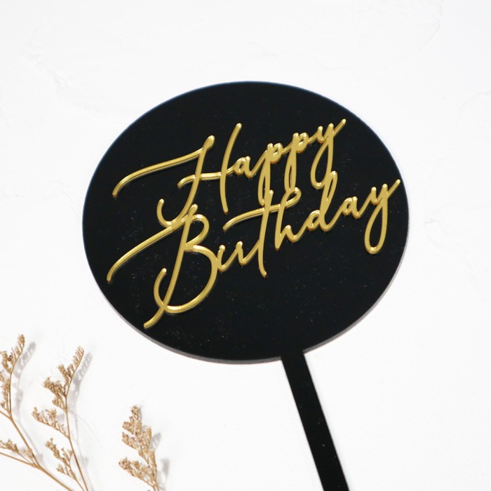 Premium Cake Topper Happy Birthday Topper Kue Acrylic 2 Layer Timbul Caketopper Akrilik Mewah Keren