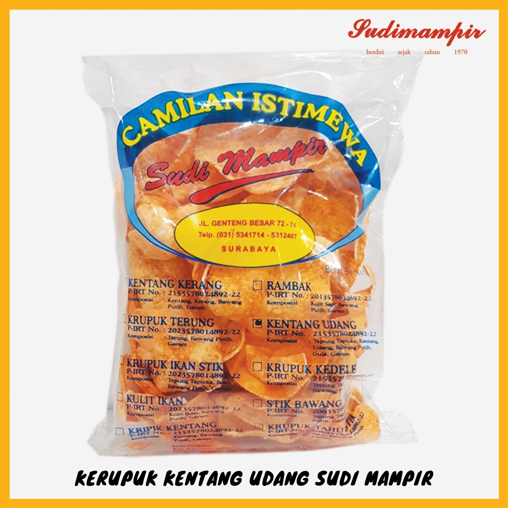 

Kripik / Keripik Kentang Udang Sudi Mampir (175 gram) - Oleh Oleh / Makanan Ringan Surabaya