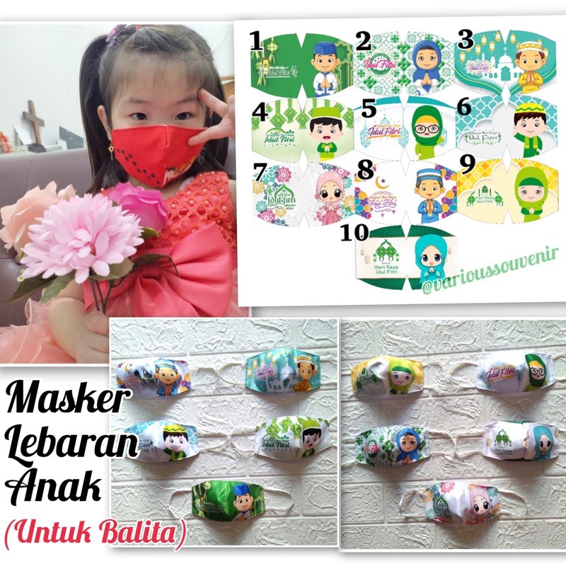 Masker Anak Balita Lebaran Hari Raya Idul Fitri Ramadhan Eid Mubarak Muslim Moslem Muslimin Muslimah