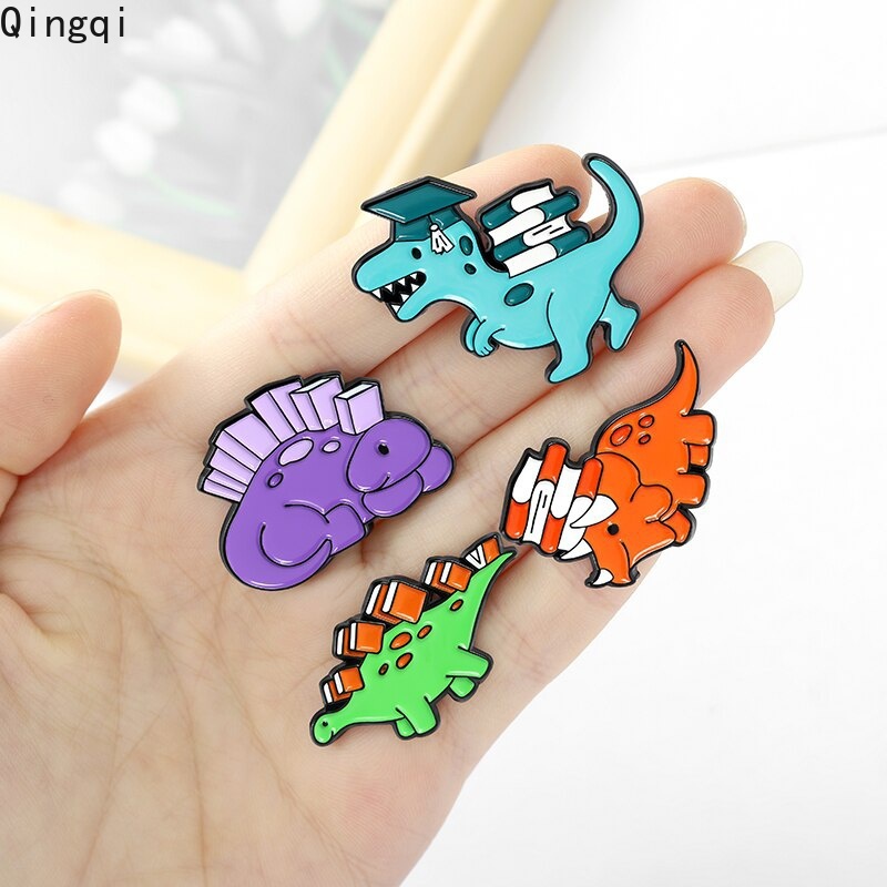 Bros Pin Enamel Bentuk Dinosaurus 5 Gaya Untuk Aksesoris Tas / Topi