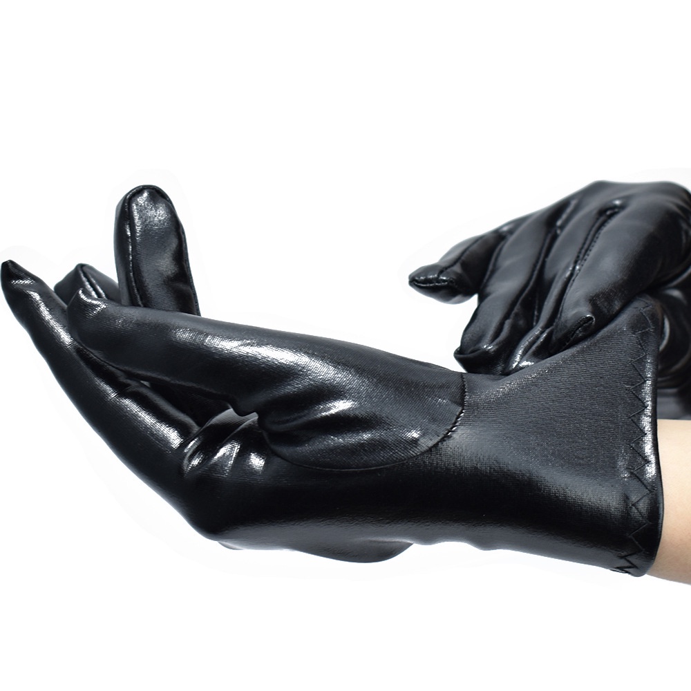 LTX-06 sarung tangan latex polos hitam kilap short gloves paten leather aksesoris fashion cosplay
