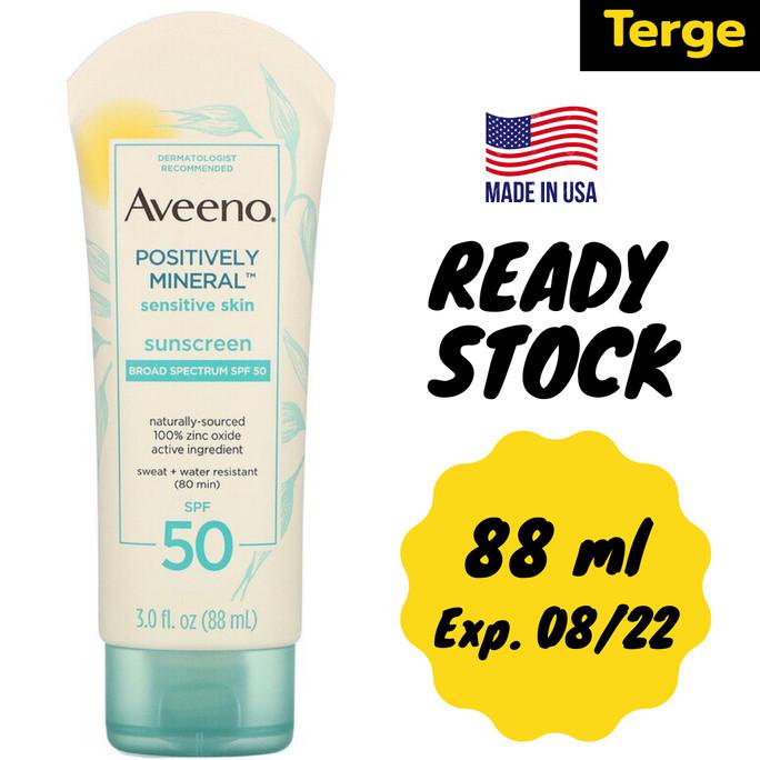 Aveeno Positively Mineral Sensitive Skin Sunscreen SPF 50 88 ml |Sunblock wajah