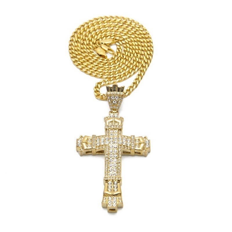 Men Fashion Jewelry 18K Gold / 925 Silver DIAMOND Stainless Steel Cross Pendant