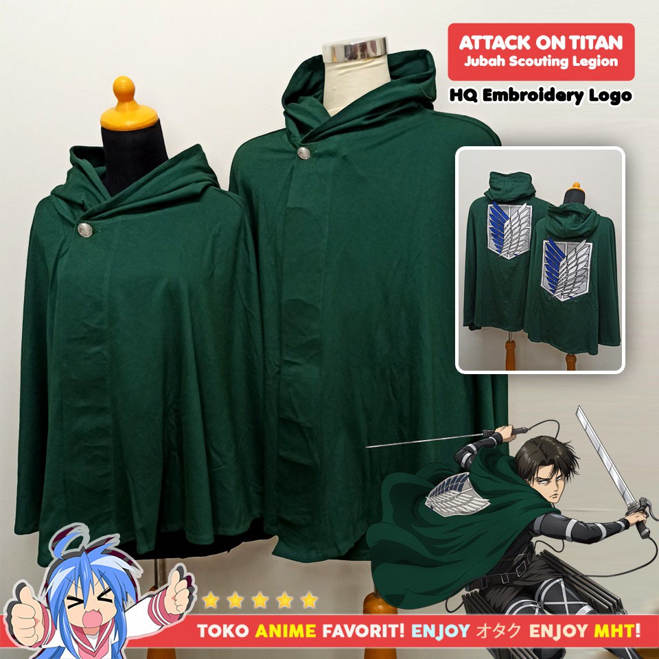 Jubah Attack On Titan AOT Shingeki no Kyojin SNK Scouting Legion Survey Corp Military Premium Bordir