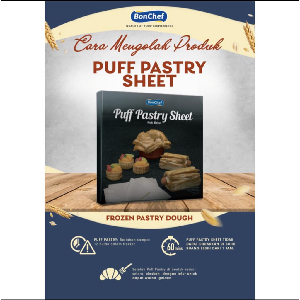 Bonchef Puff Pastry Sheet 750gram - Pastry Gosend/Grab Only!!!