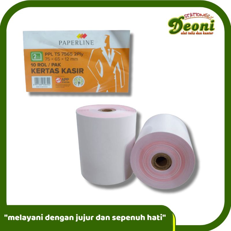 

Paperline Kertas Kasir / Kertas Telstruk 75mm x 65mm x 12mm 2 Rangkap