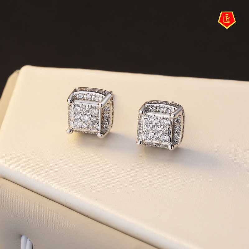 [Ready Stock]Elegant New 18K Gold Full Rhinestone Ear Studs