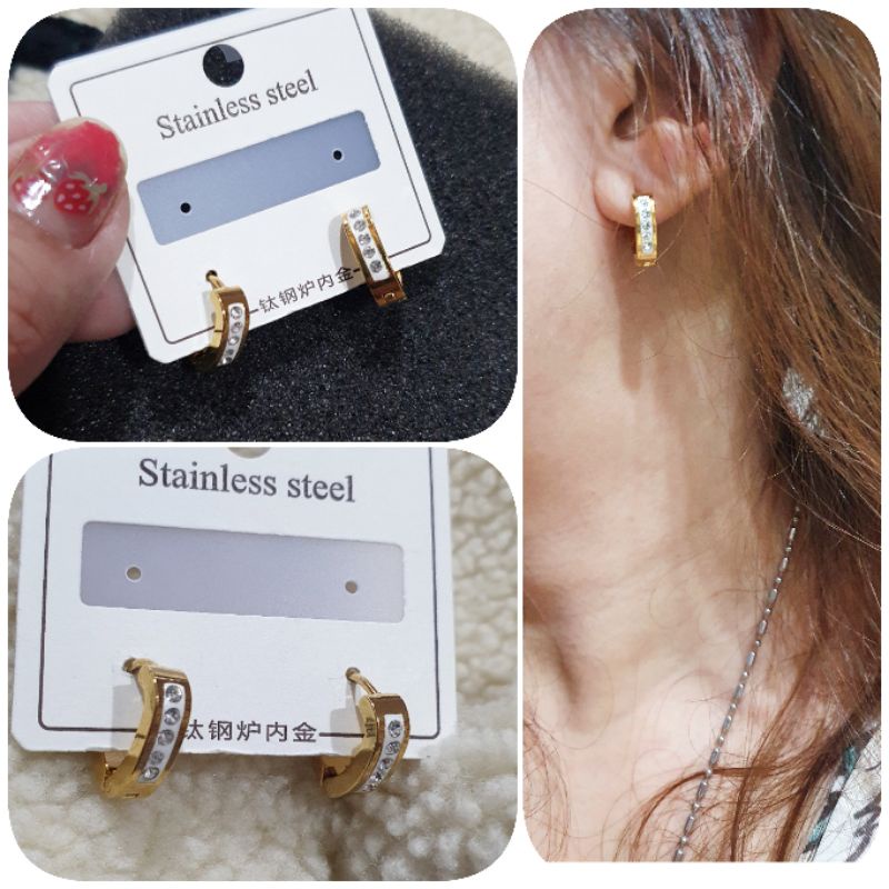 Anting Titanium Asli Mata Kilau Titanium Gold Stainless steel anti karat anti alergi Premium 229