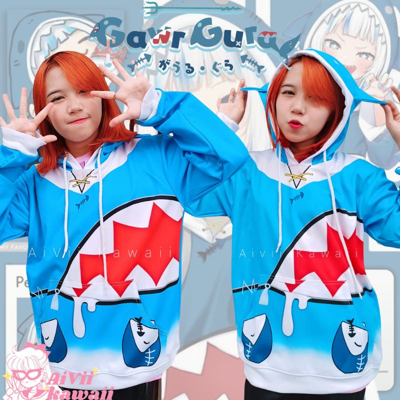 【AiVii】JAKET HOODIE GAWRGURA HOLOLIVE VTUBER UNISEX PRIA WANITA