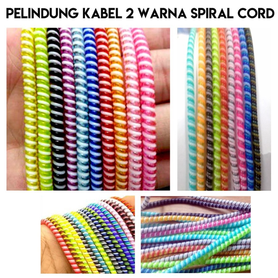 Pelindung Kabel 2 Warna Cord Protector Cable Data Charger Handsfree Spiral Lilitan Gulung Beli 3 Pcs Untuk Kabel Charger Original