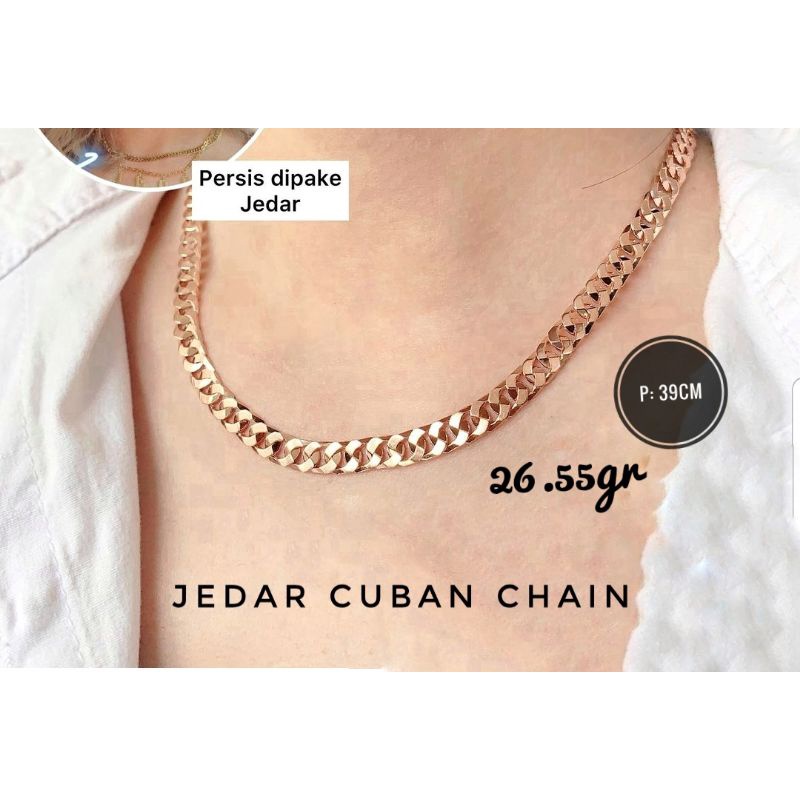 KALUNG EMAS JEDAR CUBAN CHAIN SISIK NAGA ROSEGOLD