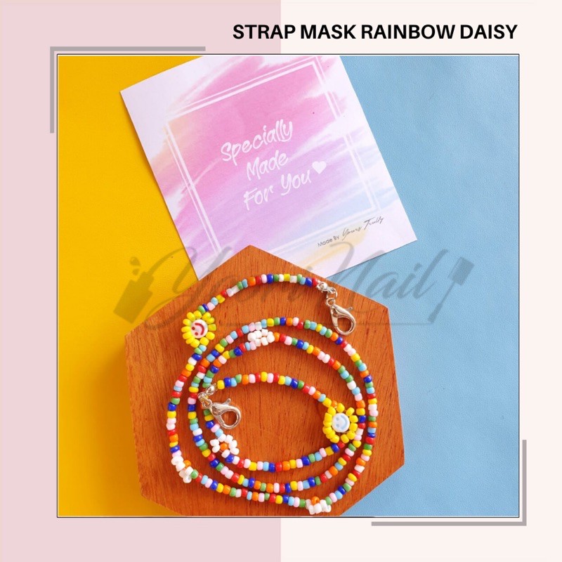 strap masker rainbow bunga daisy kalung tali masker bunga handmade daisy flower warna warni