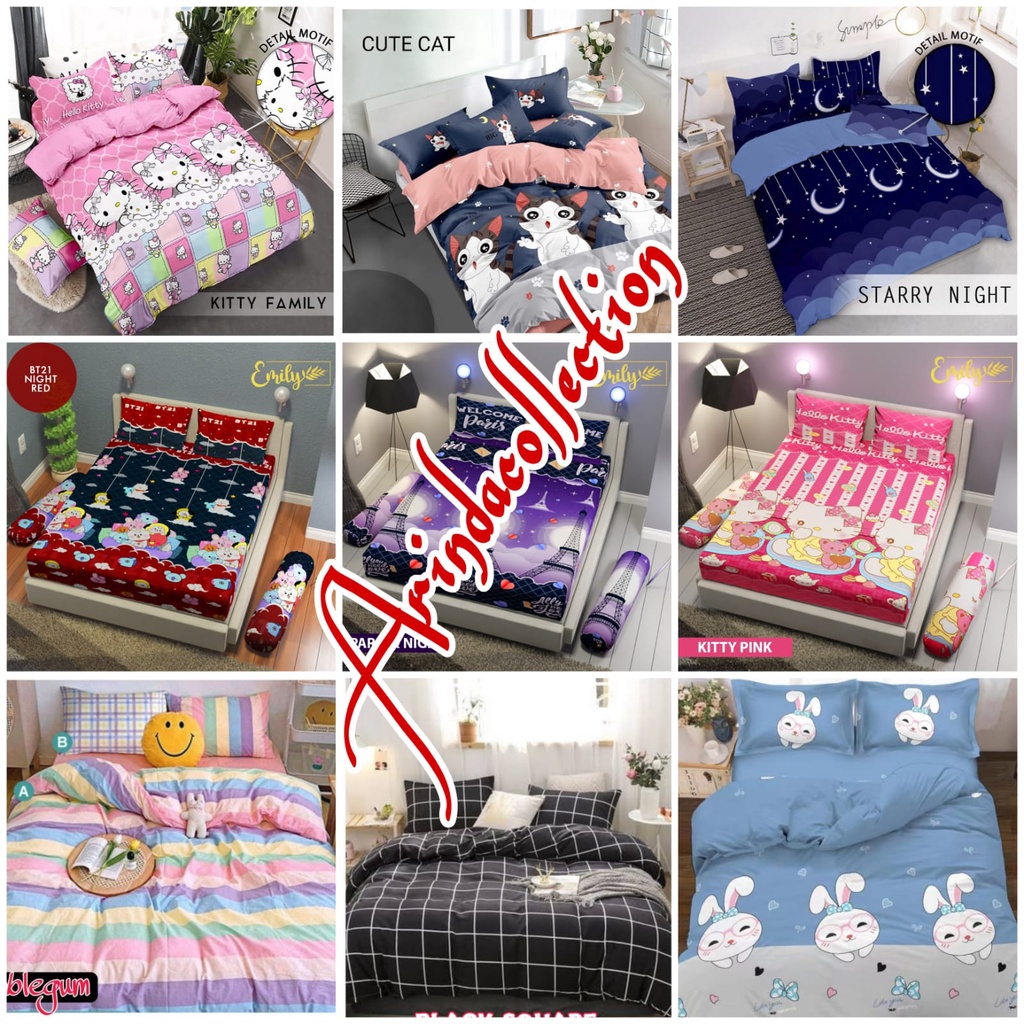 sprei karakter bahan katun halus uk 180 x 200 dan uk 120 x 200 free sarban sargul