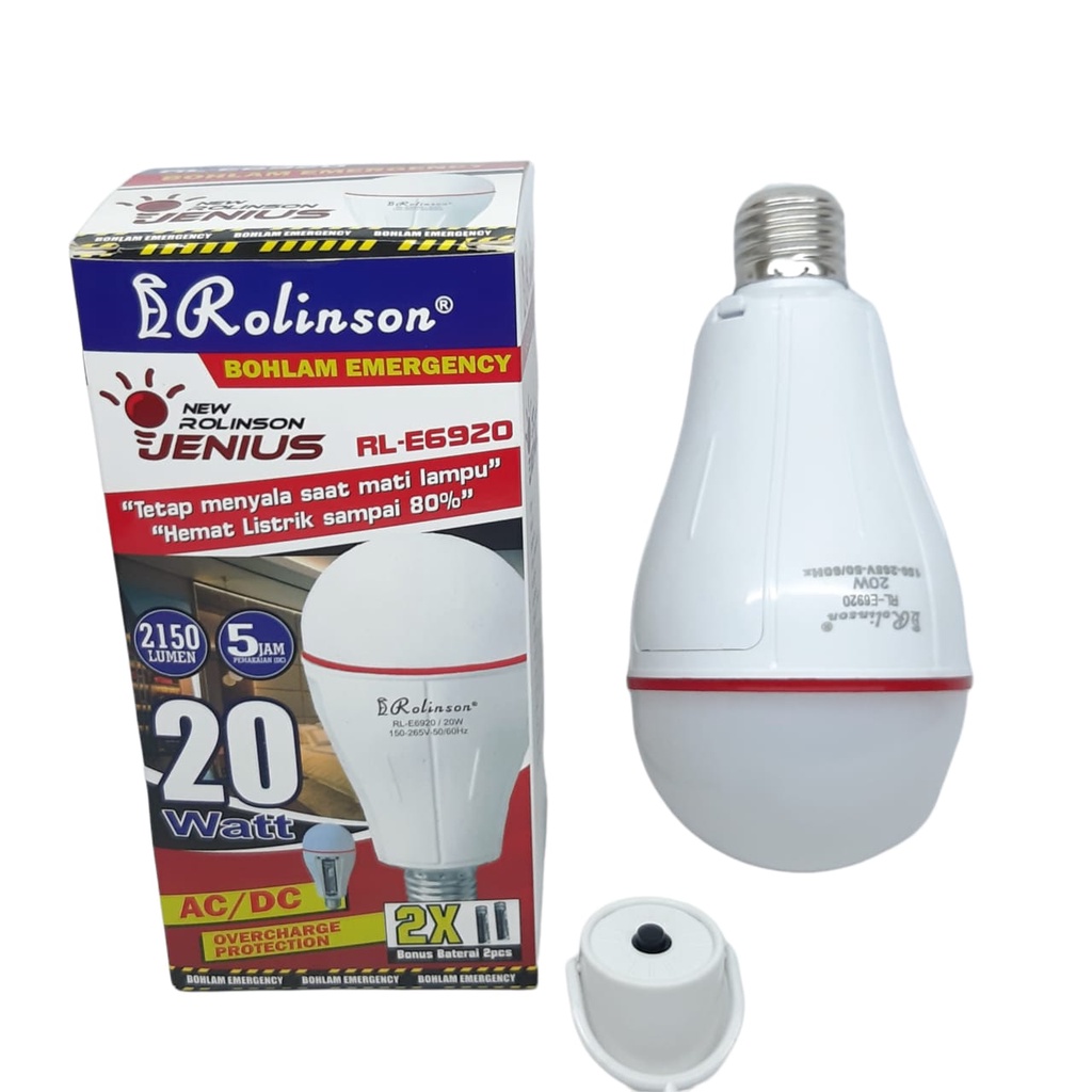 Bohlam Emergency Jenius Model Sentuh ROLINSON LED 20 Watt  Super Terang AC-DC RL-E6920