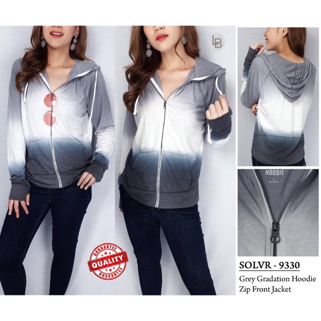 S oliver grey gradation hoodie zip front jacket