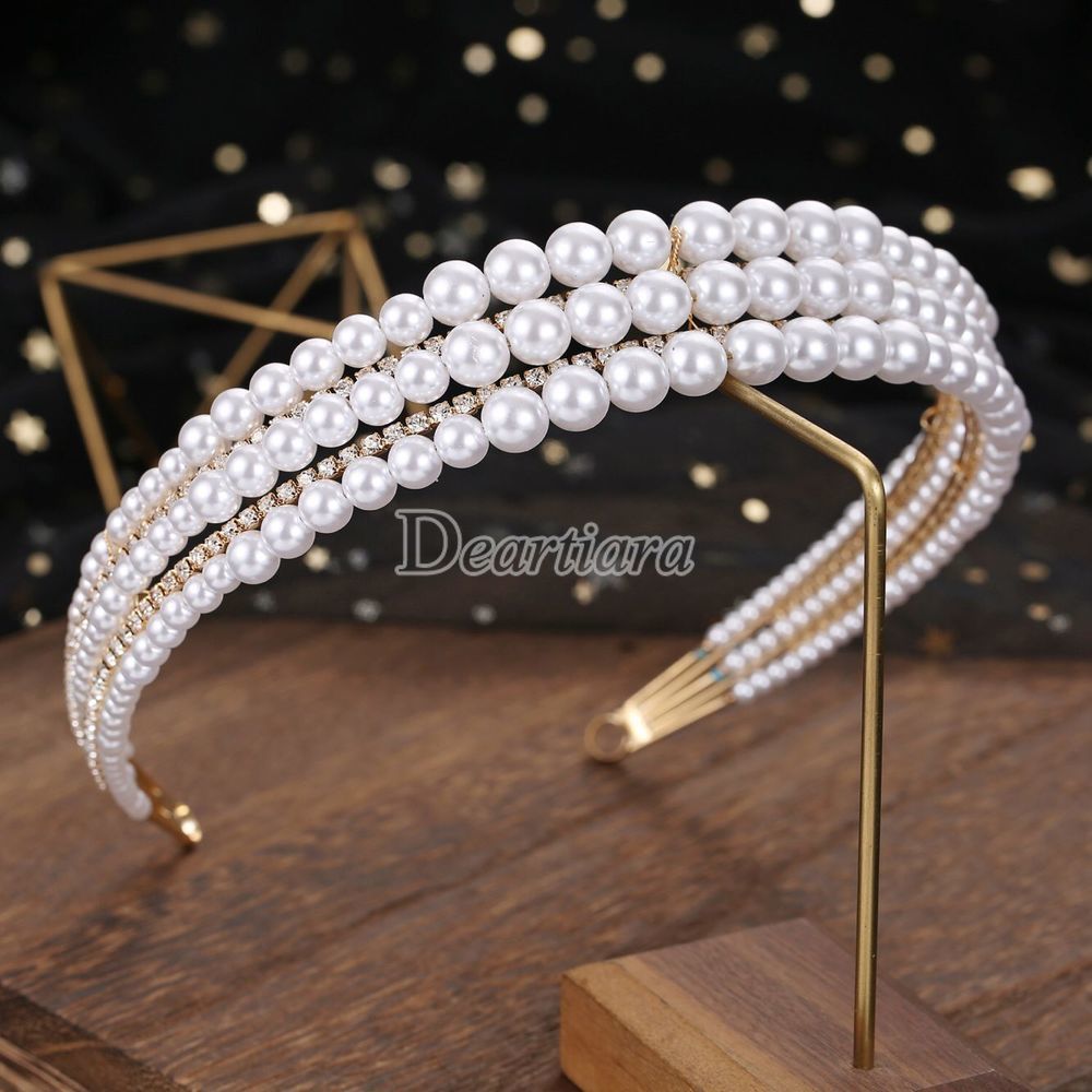 Bruids Haar Sieraden Goud Zilver Kleur Tiara Kronen Parel Crystal Hoofdbanden Haarbanden Vrouwen Bruid Hoofdtooi Bruiloft Accessoires