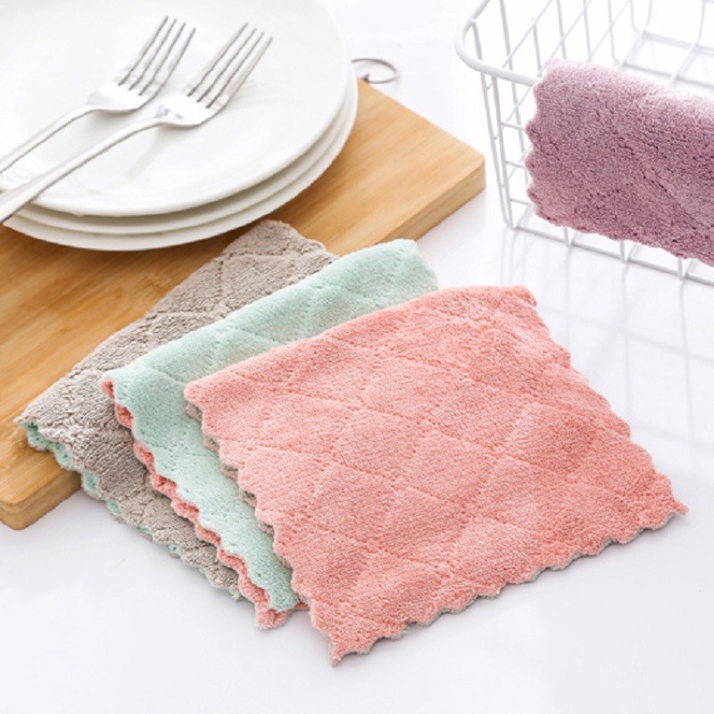 KAIN LAP DAPUR MICROFIBER CORAL FLEECE KAIN LAP ANTI MINYAK || TOWEL SAPU TANGAN SERBAGUNA