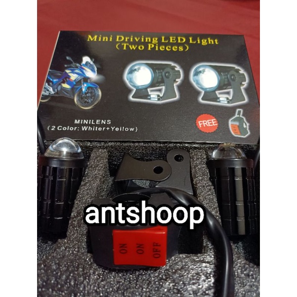 Lampu tembak Laser LED D2 mini 2 warna High low putih Lampu tempat Mini Driving lensa 2 warna putih kuning ANTSHOOP