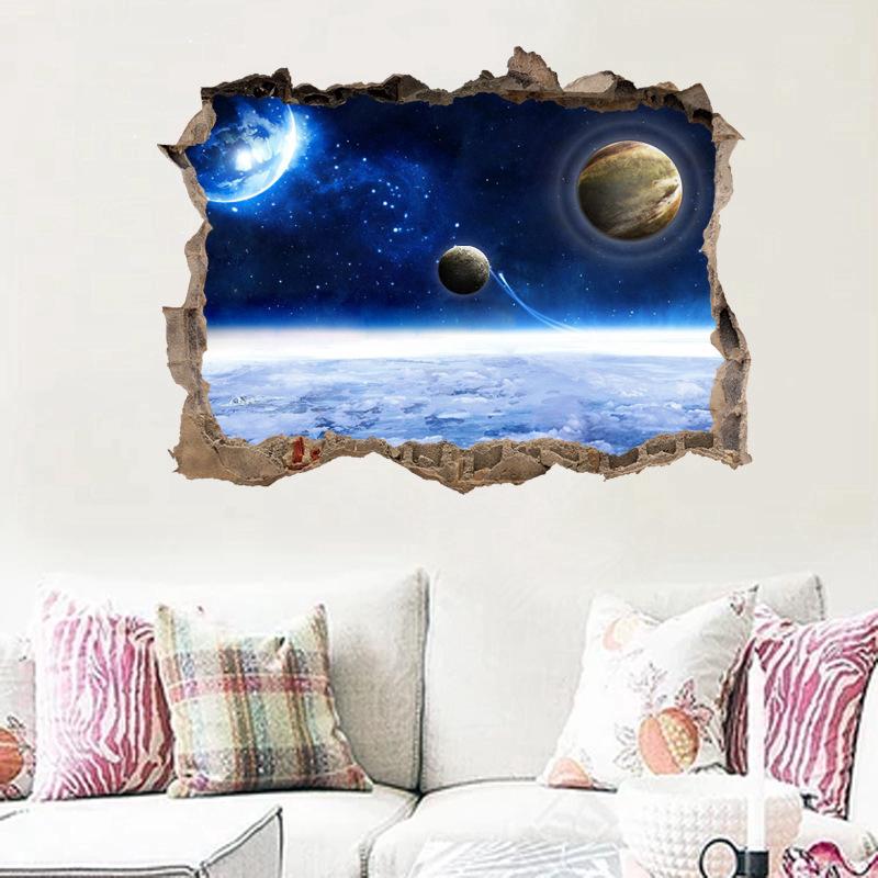 3pcs 3D  Universe Planet Pesawat Jendela  Dekorasi Wall 