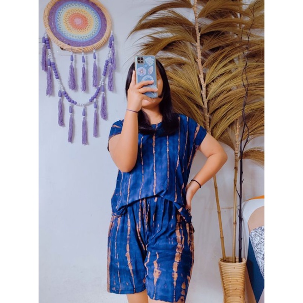 Setelan Celana Babydoll Pendek Baju Rumah Wanita Bahan Rayon