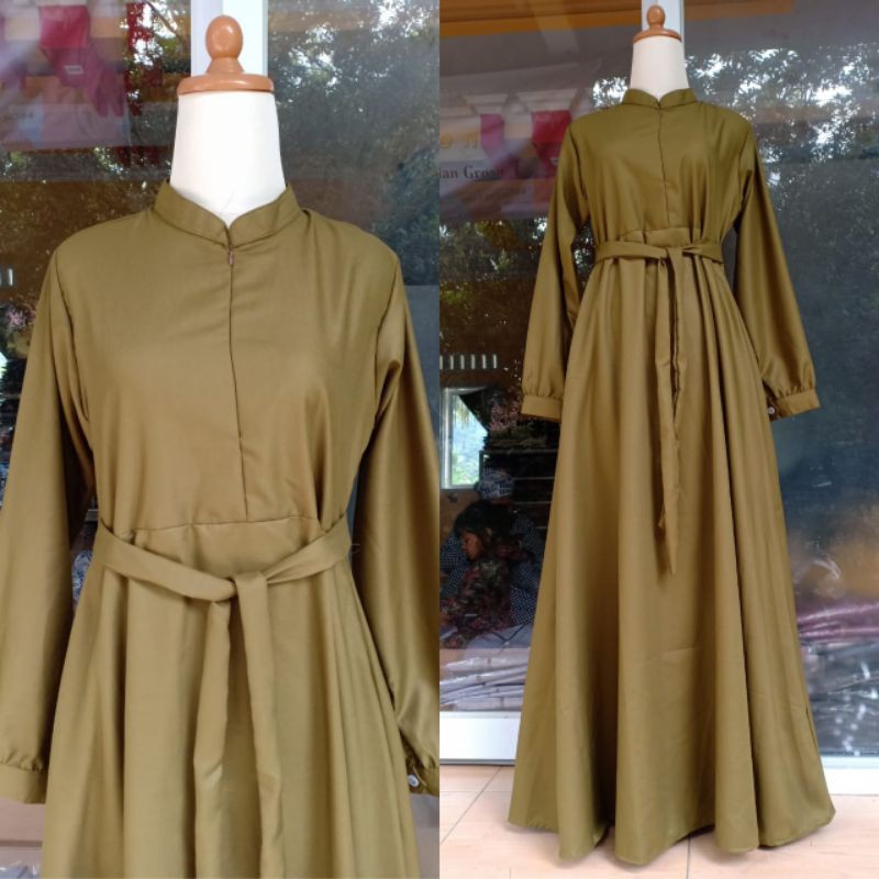 Dress Toyobo Polos Tangan Manset