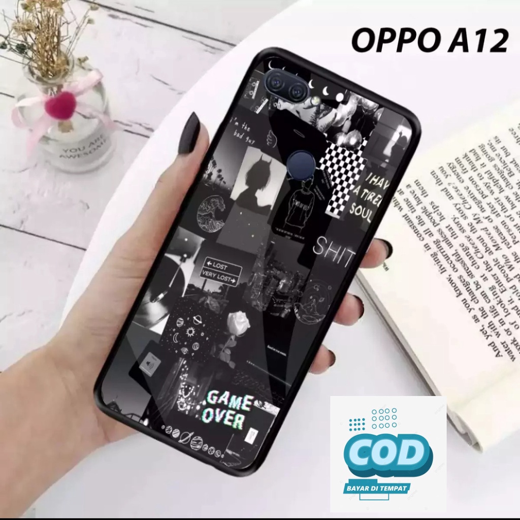 ACASTO Case Oppo A3s/ A5s/ A7/ A12/ A11k motif aesthetic black white art semua tipe HP