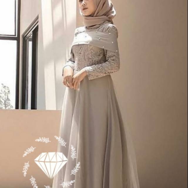 Danisha dress Gamis tile bordir mutiara brokat mix tile premium danisha elsire