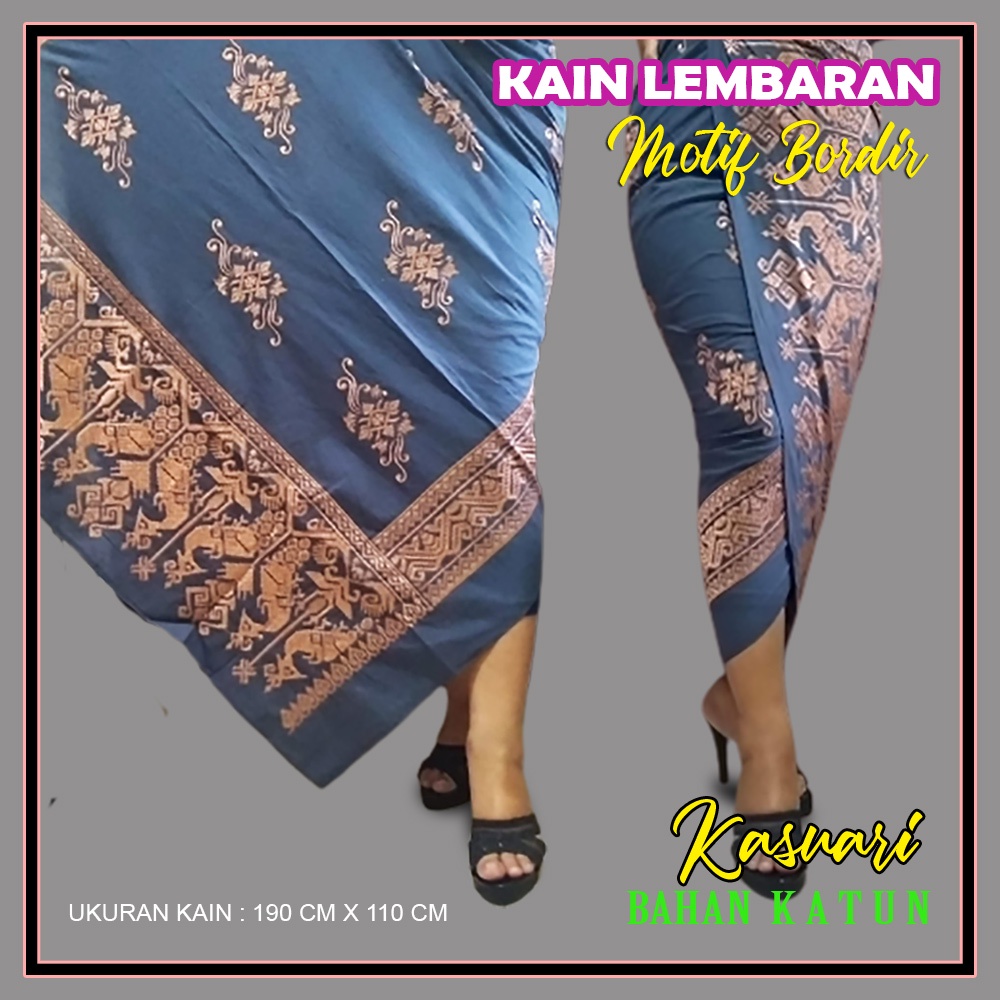Kain Kamen Rok Pakaian Lilit Songket Saput Udeng Bordir Adat Bali Bawahan Kebaya Wanita Pria Murah-Kain Abu Abu