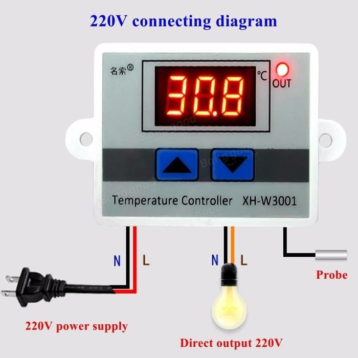 W3001 220V Thermostat Digital Temperature Termostat Suhu Panas Dingin