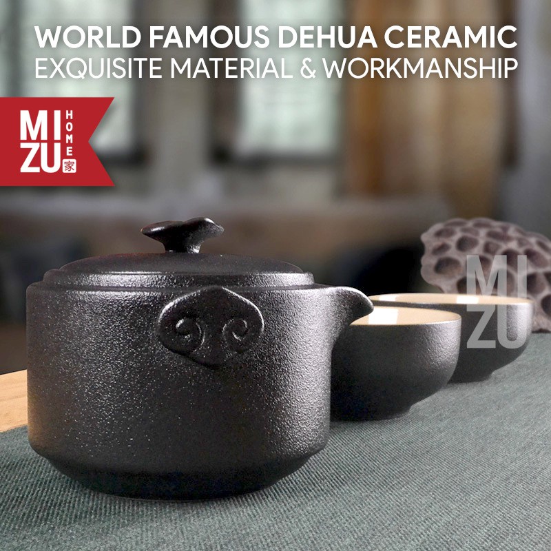 MIZU PENGUIN-CHA Dehua Ceramic Chinese Tea Travel Set Teko 2 Cangkir Carry Case-3