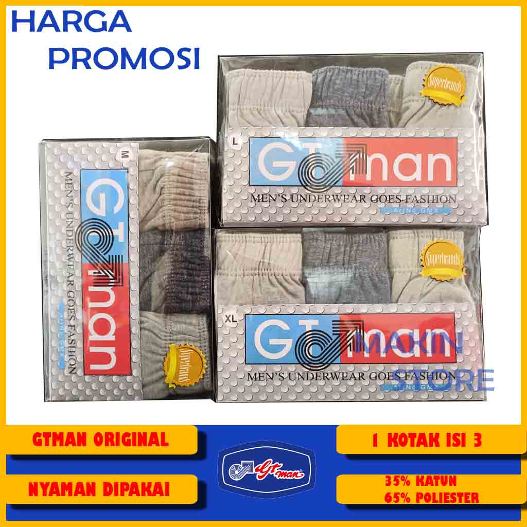 Celana dalem murah gtman satu kotak isi 3 buah|Celana dalam isi 3 gtman GMX
