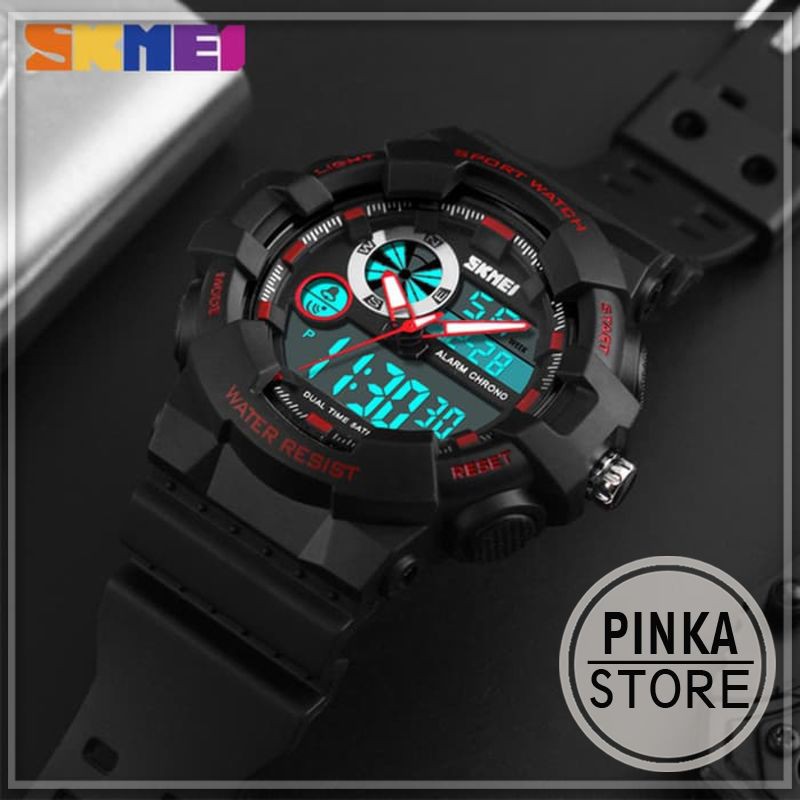 JAM TANGAN COWOK Macho Sport Asli Bergaransi S K M E I Water Resist WOWH 50M - RED