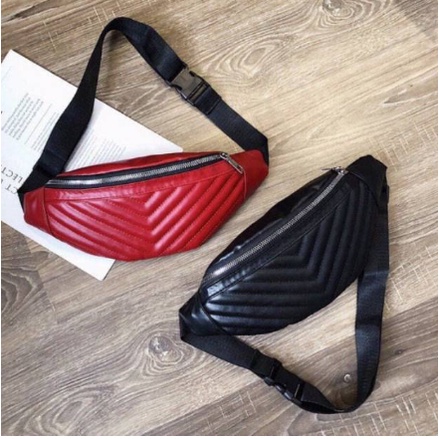 tas cowok Waist Bag Bordir Zig zag / Tas Selempang Pinggang