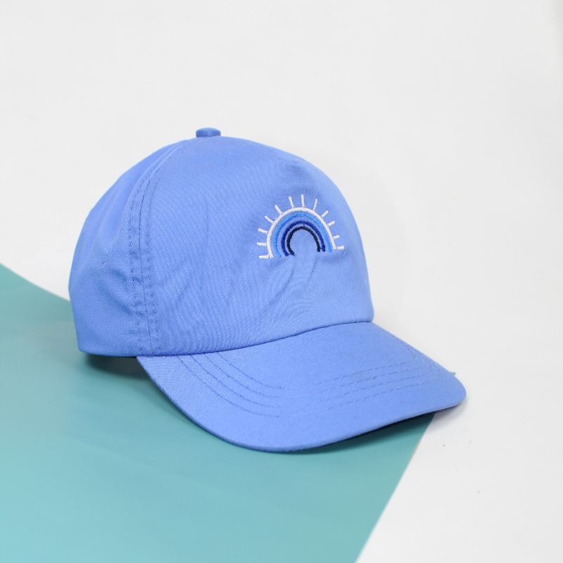 RUFFIN HAT - Topi Anak Baseball Snapback Karakter Cewek Cowok Laki Perempuan Korea Lucu Murah Bordir-Sky blue